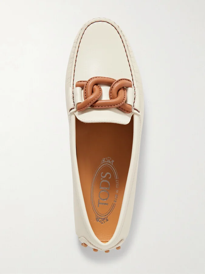 Tod's - Gommini Catena Leather Loafers - White - Image 5