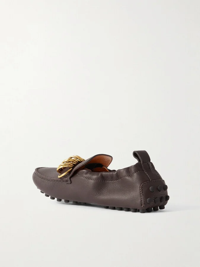 Tod's - Gommino 22l Embellished Leather Loafers - Brown - Image 3