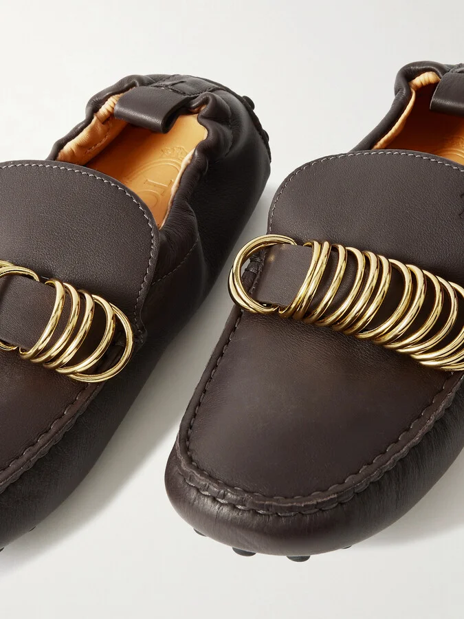 Tod's - Gommino 22l Embellished Leather Loafers - Brown - Image 4