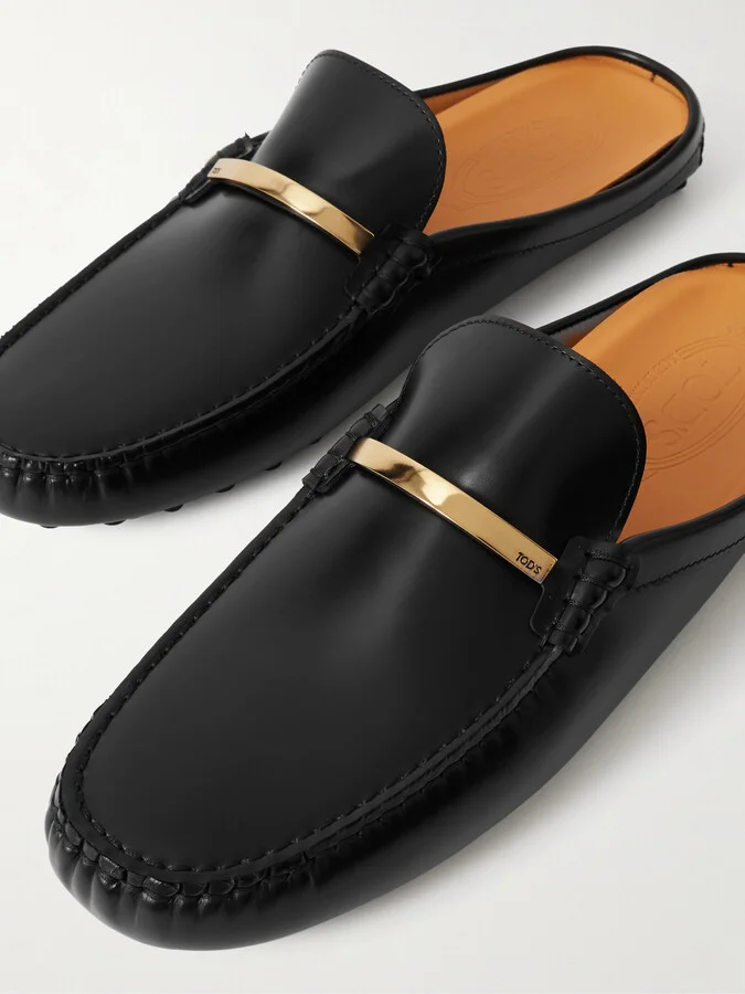 Tod's - Gommino 22l Embellished Leather Slippers - Black - Image 4
