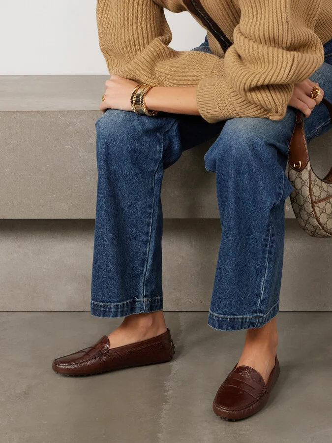 Tod's - Gommino Crinkled Glossed-leather Loafers - Brown - Image 2