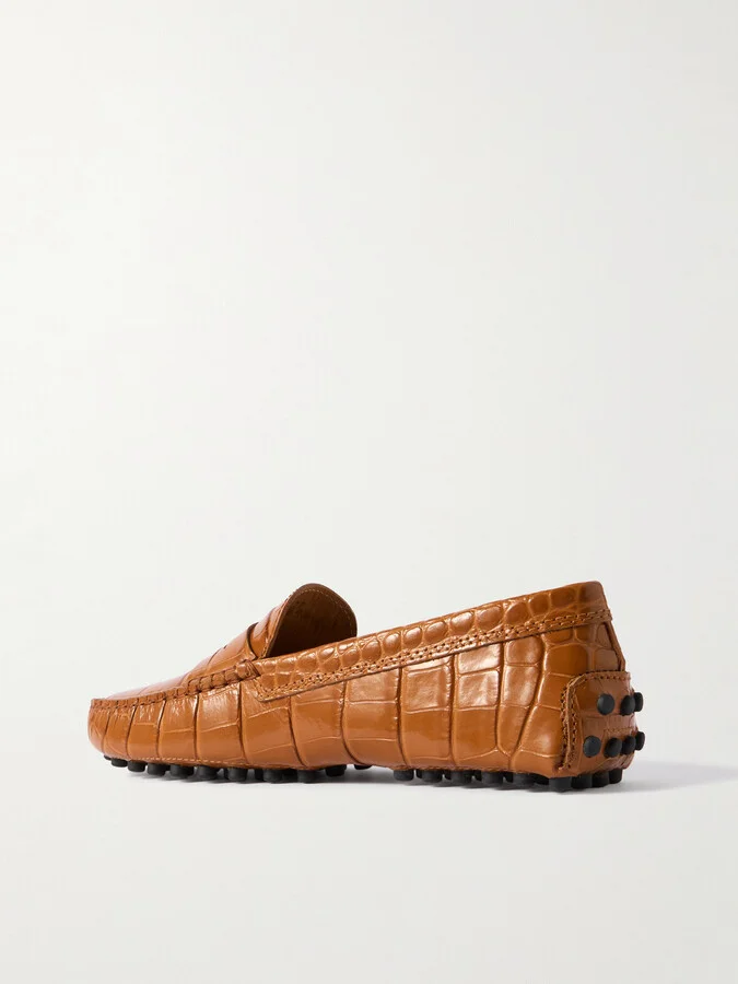 Tod's - Gommino Croc-effect Leather Loafers - Brown - Image 3