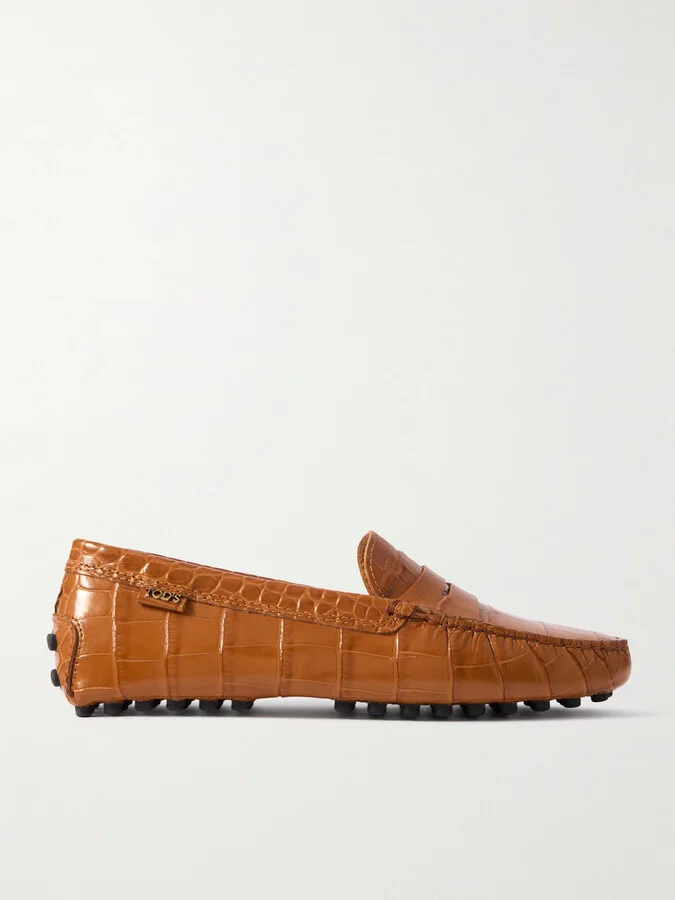 Tod's - Gommino Croc-effect Leather Loafers - Brown
