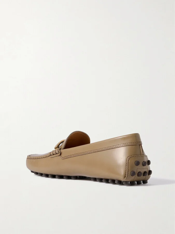 Tod's - Gommino Embellished Leather Loafers - Neutrals - Image 3