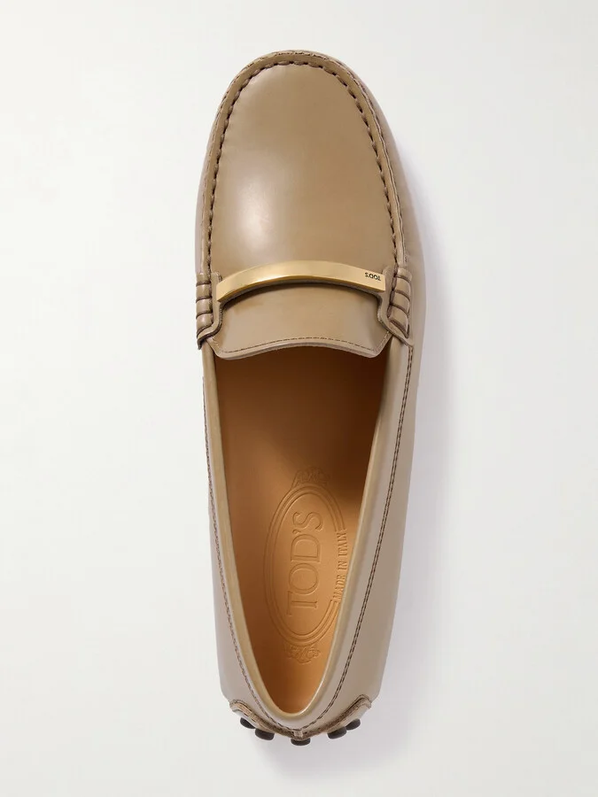 Tod's - Gommino Embellished Leather Loafers - Neutrals - Image 5