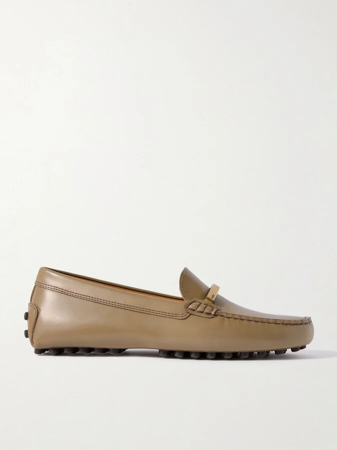 Tod's - Gommino Embellished Leather Loafers - Neutrals
