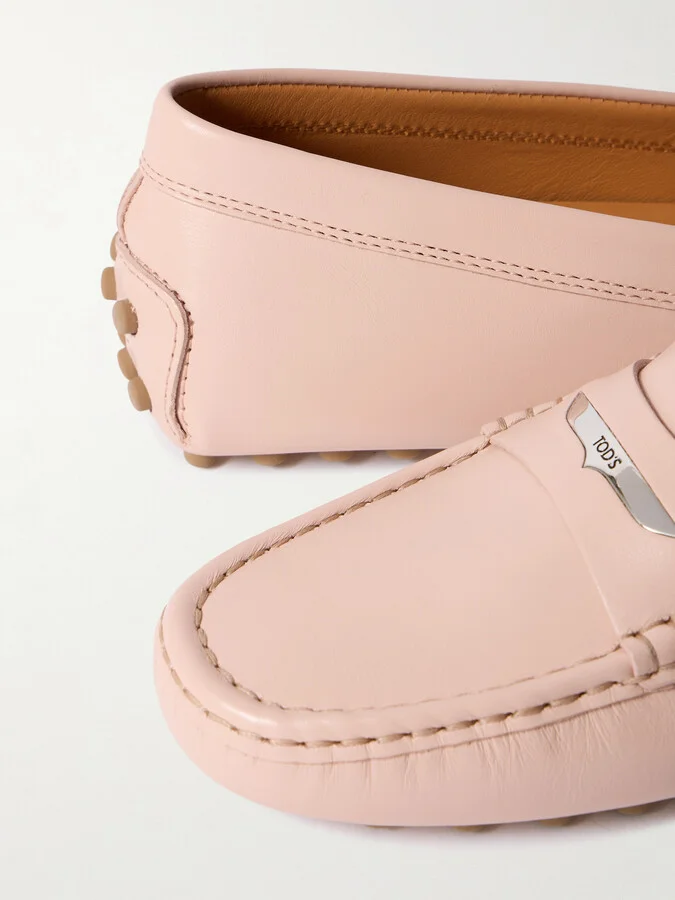 Tod's - Gommino Embellished Leather Loafers - Pink - Image 4
