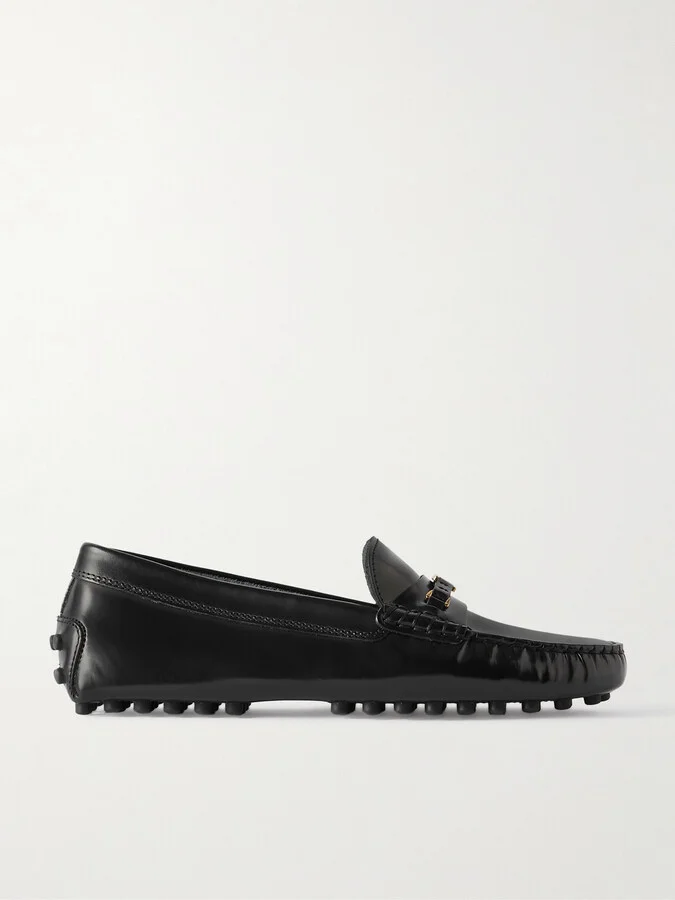 Tod's - Gommino Embellished Patent-leather Loafers - Black