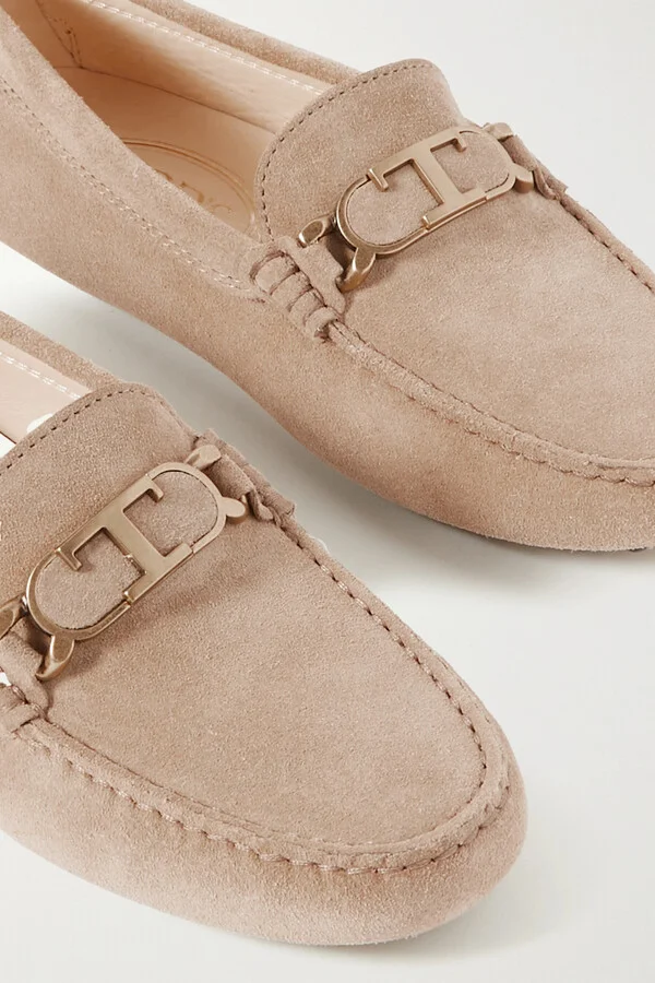 Tod's - Gommino Embellished Suede Loafers - Brown - Image 4