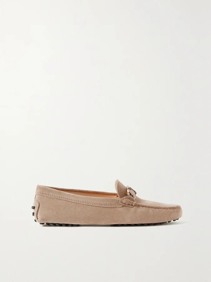 Tod's - Gommino Embellished Suede Loafers - Brown