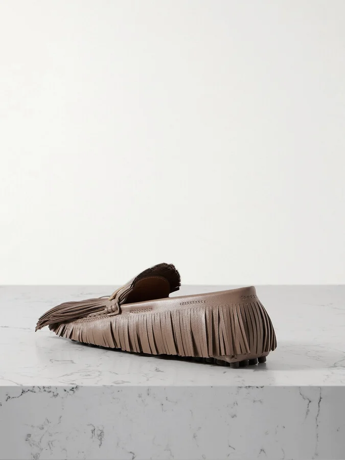 Tod's - Gommino Fringed Leather Loafers - Brown - Image 3