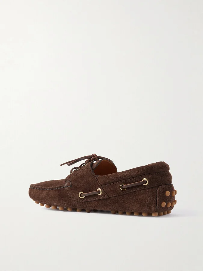 Tod's - Gommino Leather-trimmed Suede Boat Shoes - Brown - Image 3