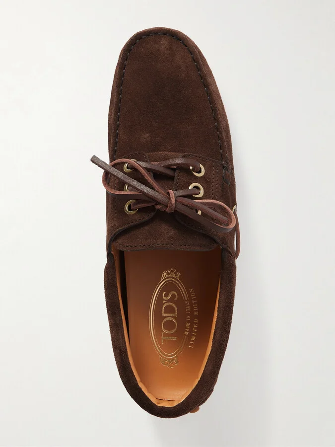 Tod's - Gommino Leather-trimmed Suede Boat Shoes - Brown - Image 5