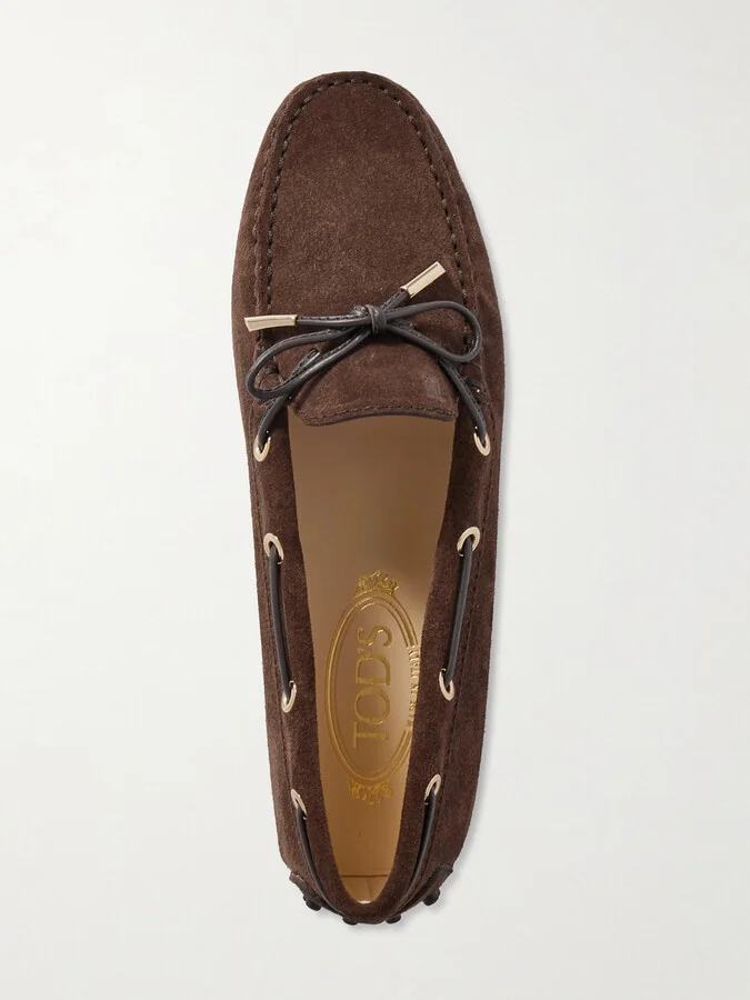 Tod's - Gommino Leather-trimmed Suede Loafers - Brown - Image 5