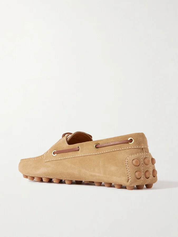 Tod's - Gommino Leather-trimmed Suede Loafers - Brown - Image 3