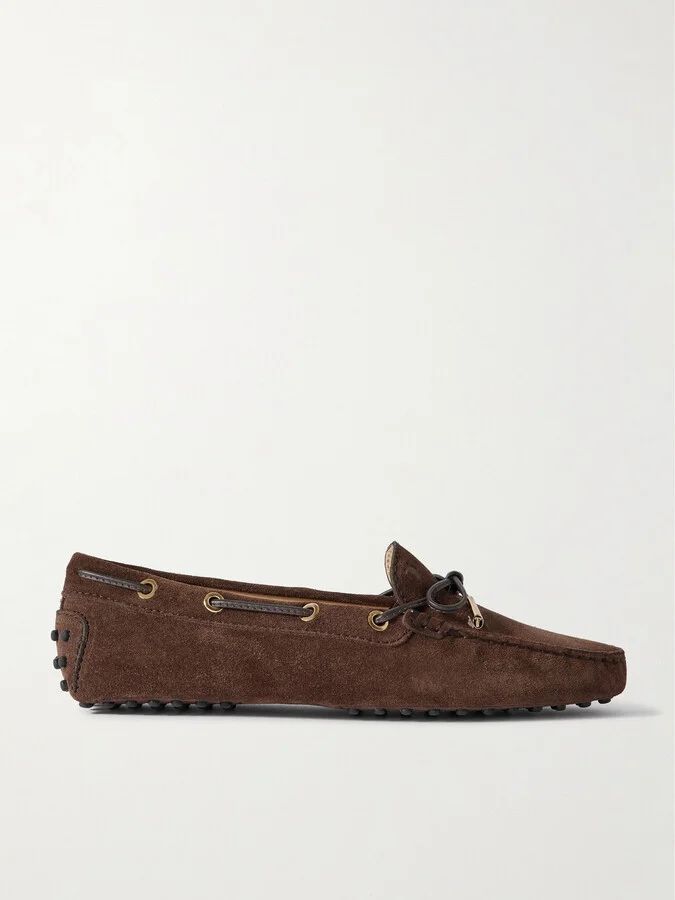Tod's - Gommino Leather-trimmed Suede Loafers - Brown