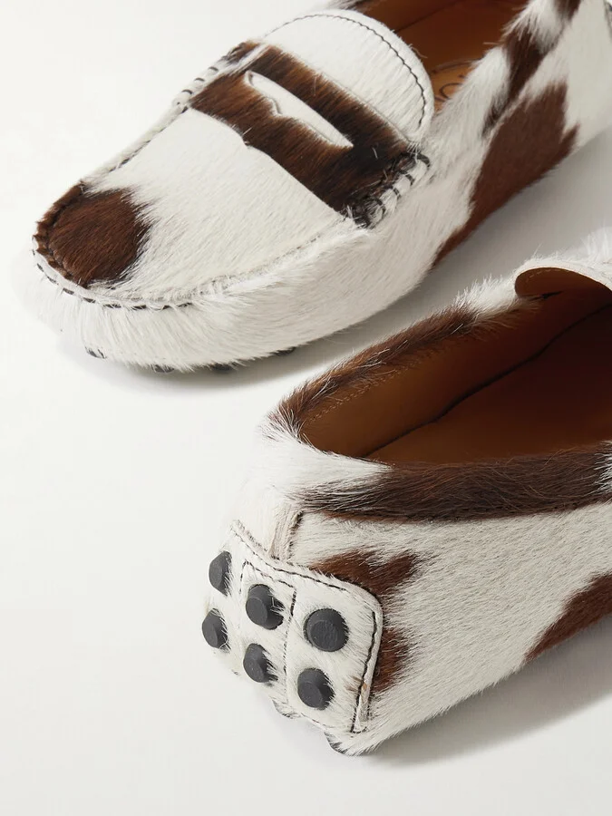 Tod's - Gommino Macro Printed Calf Hair Loafers - Off-white - Image 4