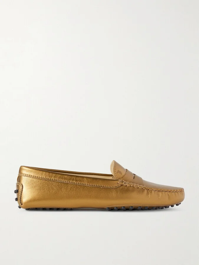Tod's - Gommino Metallic Leather Loafers - IT36