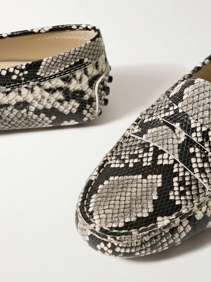 Tod's - Gommino Snake-effect Leather Loafers - Animal print - Image 4