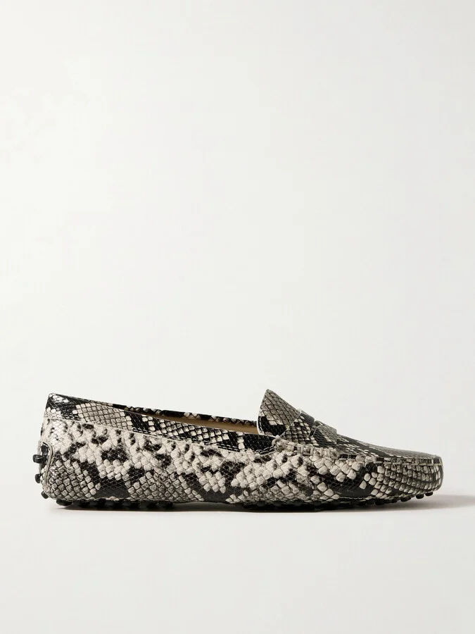 Tod's - Gommino Snake-effect Leather Loafers - Animal print
