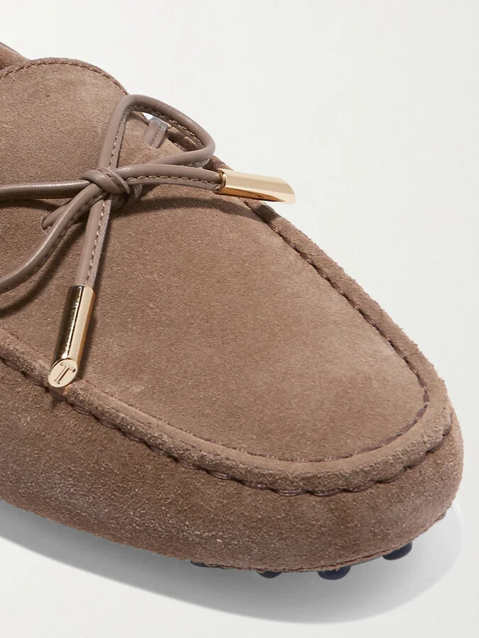 Tod's - Gommino Suede Boat Shoes - Neutrals - Image 4