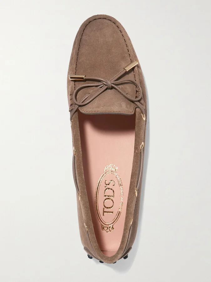 Tod's - Gommino Suede Boat Shoes - Neutrals - Image 5