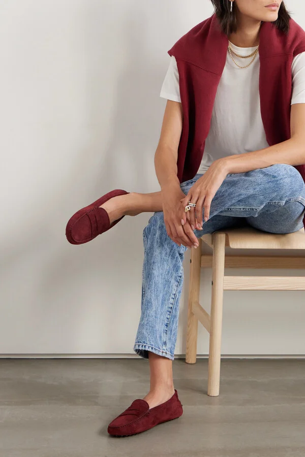 Tod's - Gommino Suede Loafers - Burgundy - Image 2