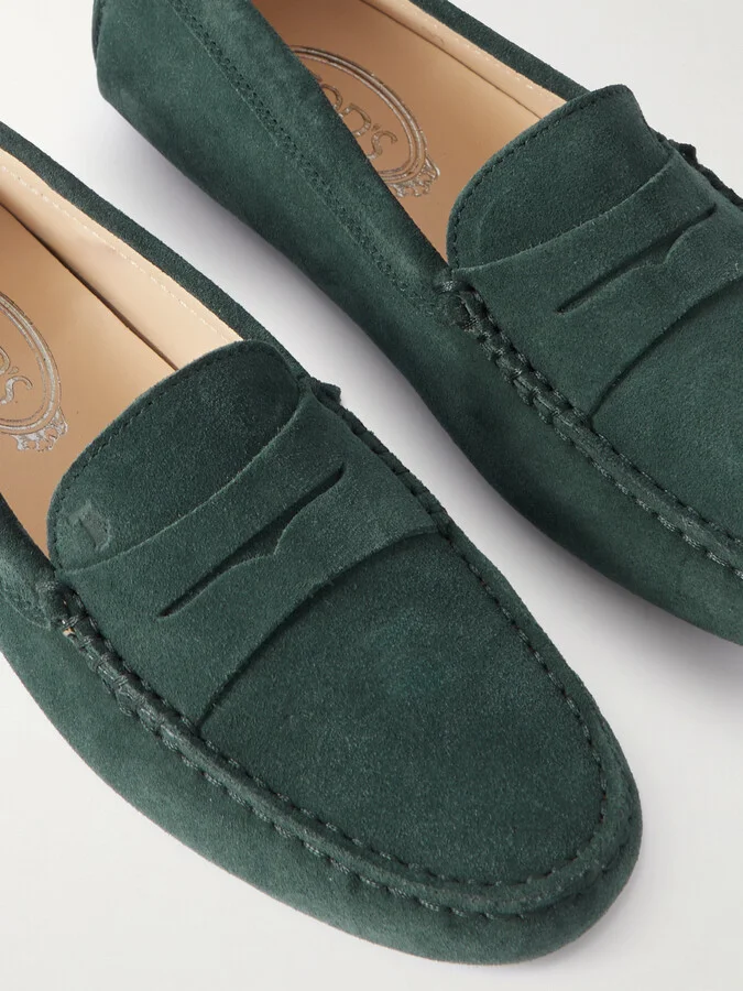 Tod's - Gommino Suede Loafers - Green - Image 4