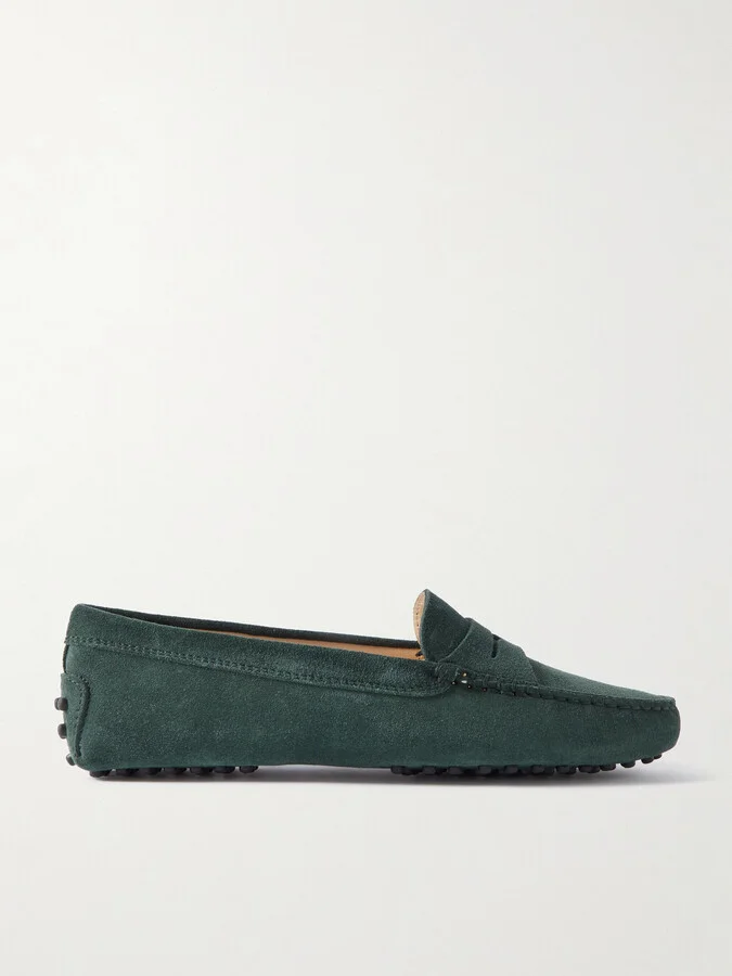 Tod's - Gommino Suede Loafers - Green