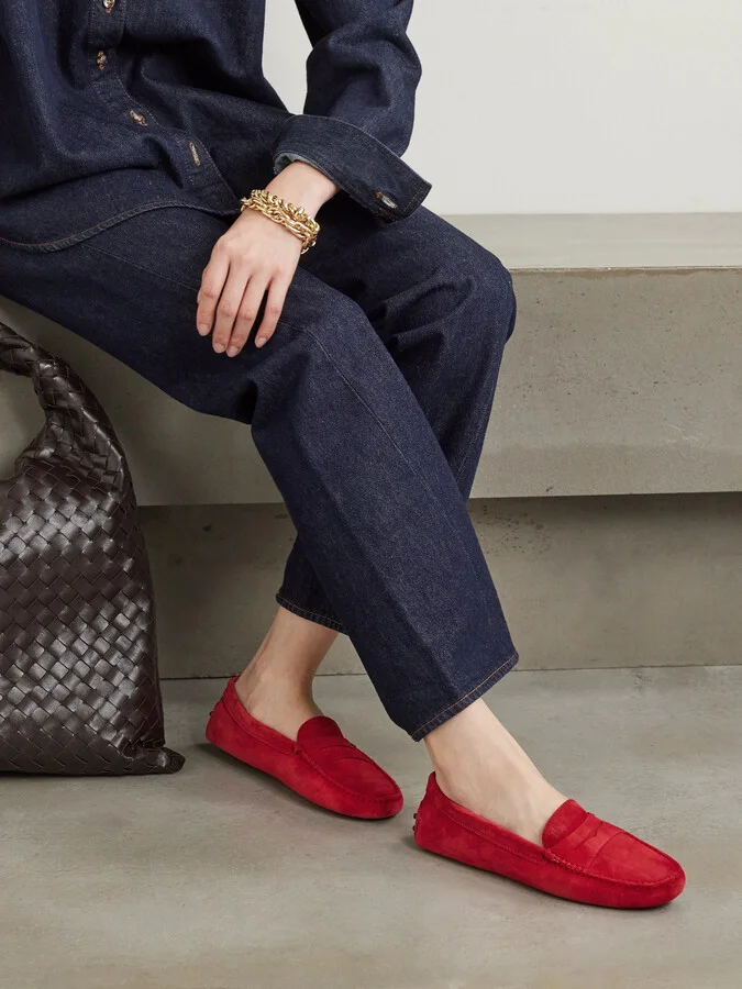 Tod's - Gommino Suede Loafers - Red - Image 2