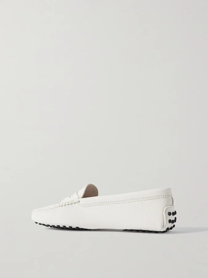 Tod's - Gommino Textured-leather Loafers - White - Image 3