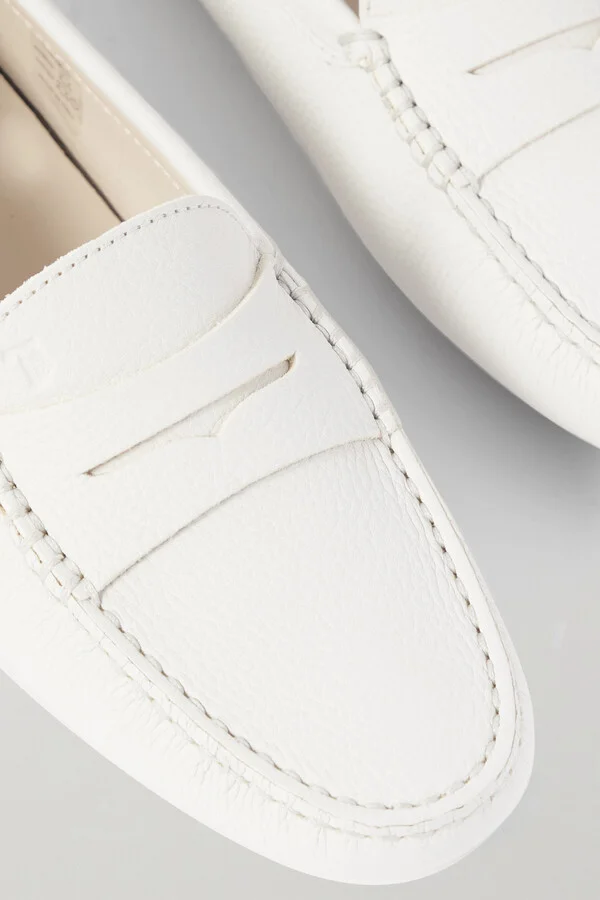 Tod's - Gommino Textured-leather Loafers - White - Image 4