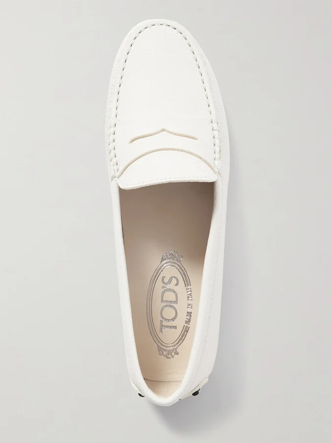 Tod's - Gommino Textured-leather Loafers - White - Image 5