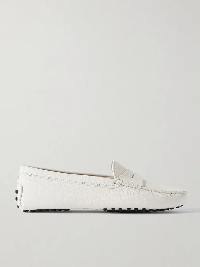 Tod's - Gommino Textured-leather Loafers - White