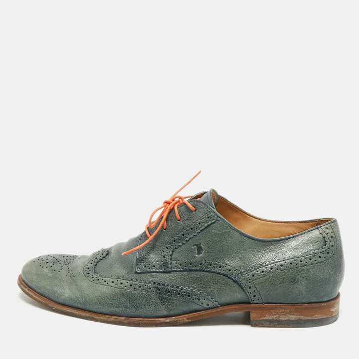 Tod's Green Leather Lace Up Brogues Size 44.5