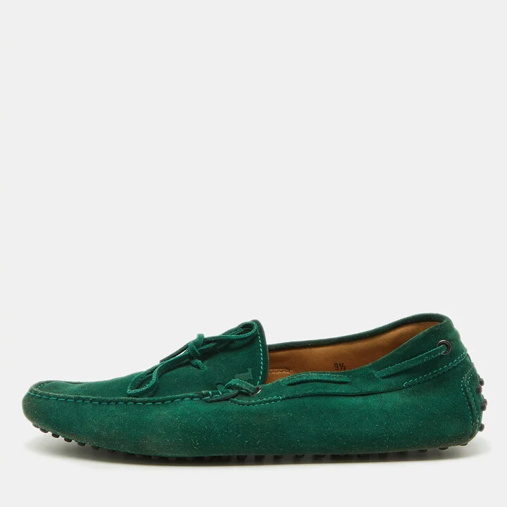 Tod's Green Suede Slip On Driver Loafers Size 44