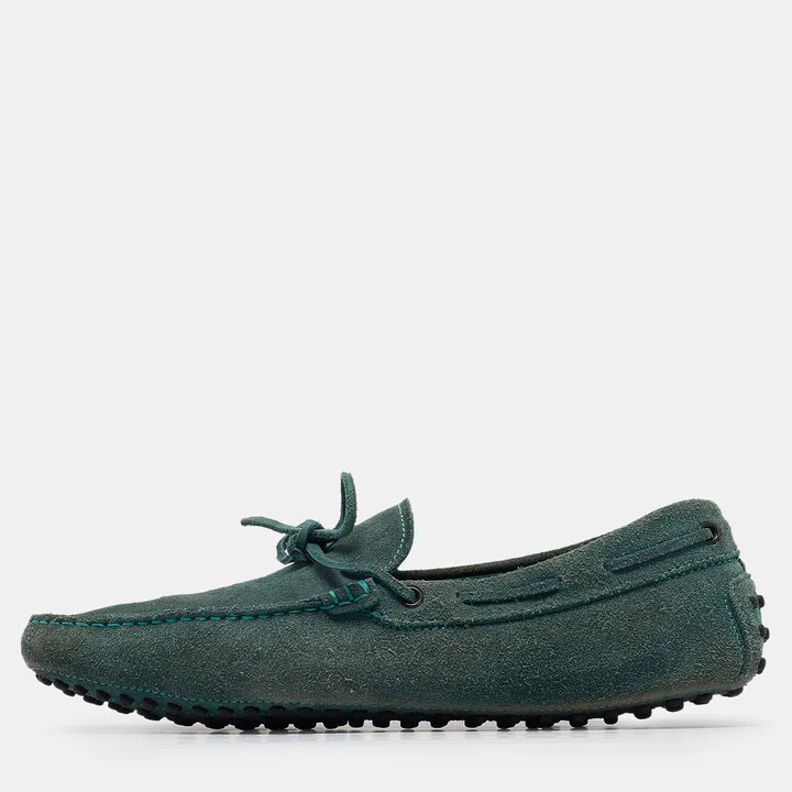Tod's Green Suede Slip On Loafers Size 42.5