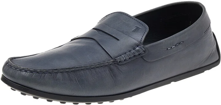Tod's Grey Leather Slip on Loafers Size 43