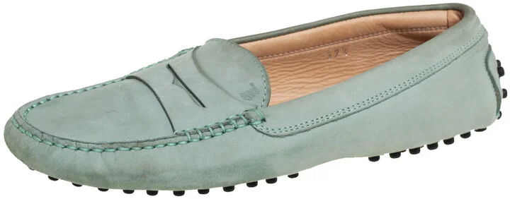 Tod's Grey Nubuck Leather Penny Slip On Loafers Size 37.5