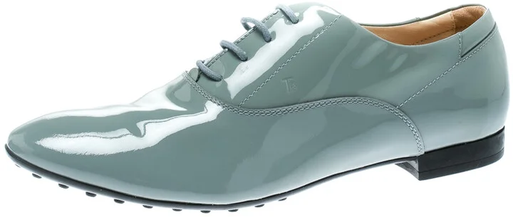 Tod's Grey Patent Leather Lace Up Oxford Size 40