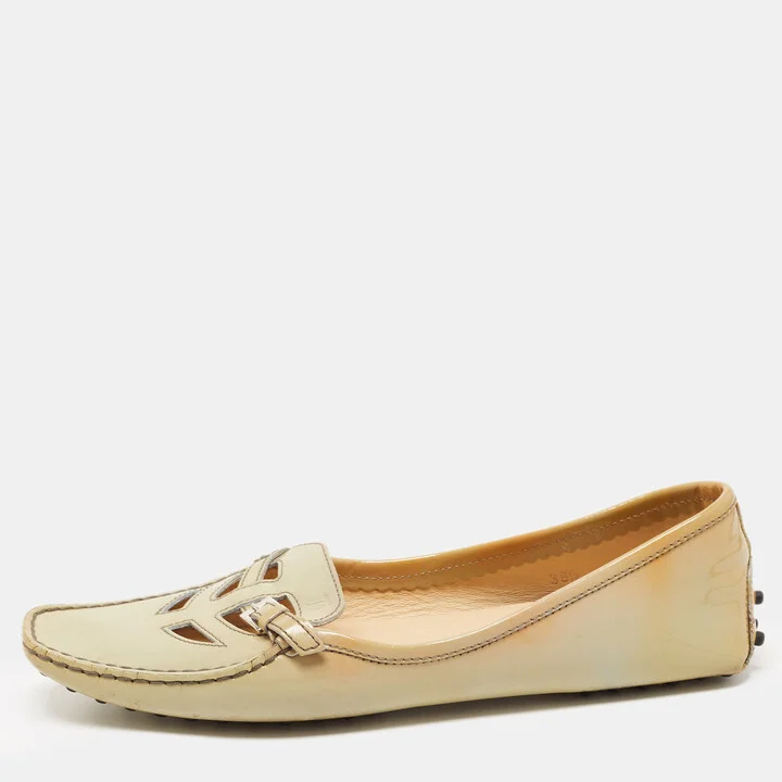 Tod's Grey Patent Pointed Toe Buckle Loafers Size 38.5