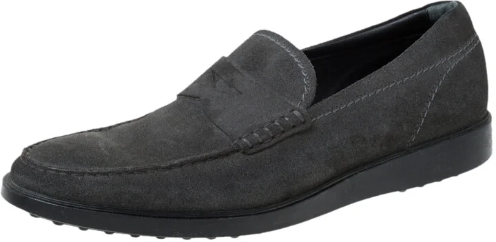 Tod's Grey Suede Penny Loafers Size 41.5