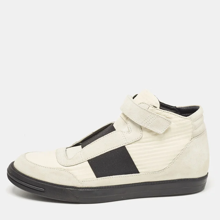 Tod's Grey/White Fabric and Suede High Top Sneakers Size 45.5
