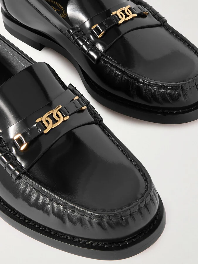 Tod's - Iniez Embellished Leather Loafers - Black - Image 4