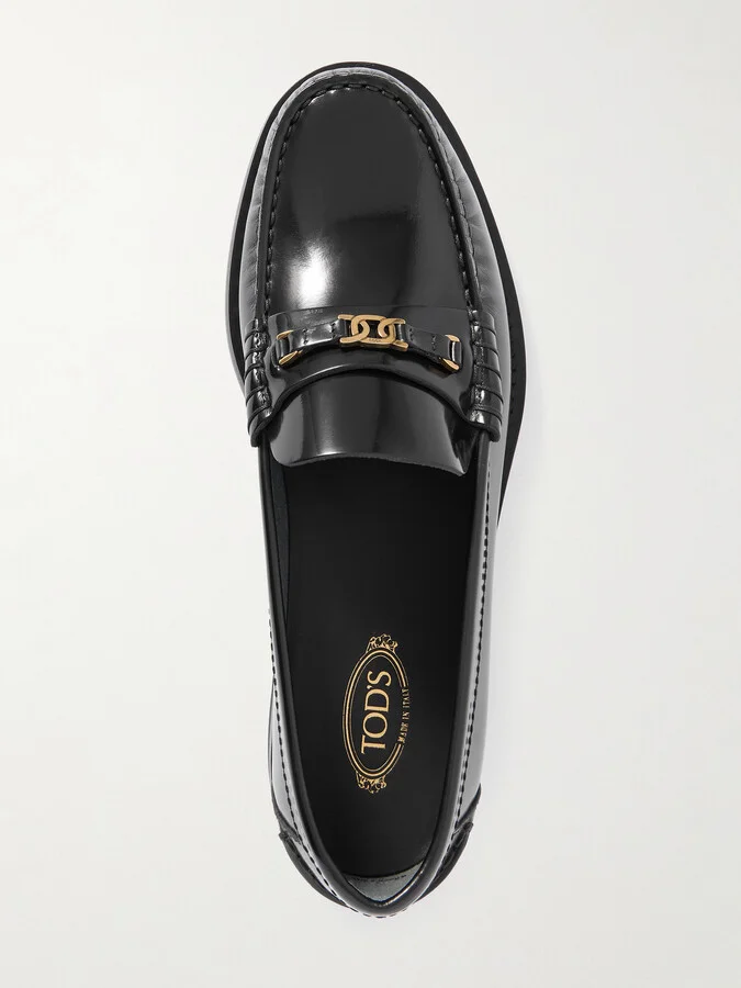 Tod's - Iniez Embellished Leather Loafers - Black - Image 5