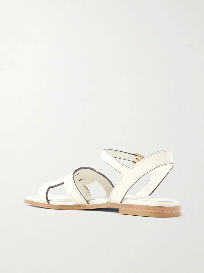 Tod's - Kate Cutout Leather Sandals - Cream - Image 3
