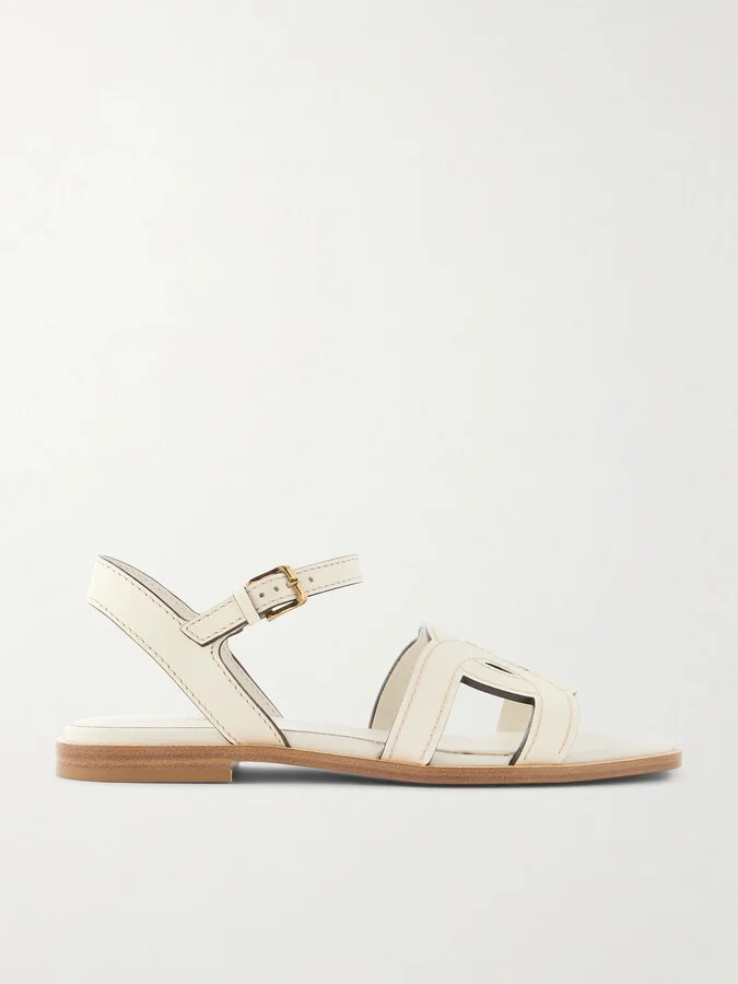 Tod's - Kate Cutout Leather Sandals - Cream
