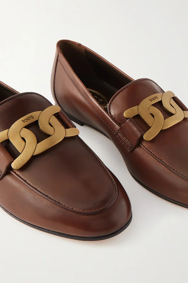 Tod's - Kate Embellished Leather Loafers - Brown - Image 4