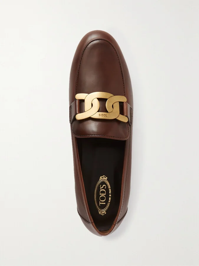 Tod's - Kate Embellished Leather Loafers - Brown