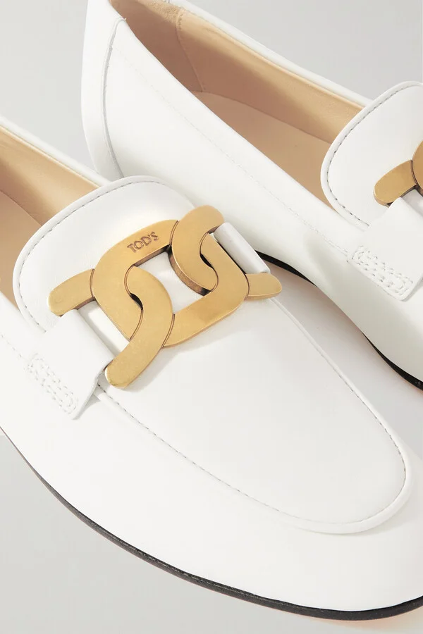 Tod's - Kate Embellished Leather Loafers - White - Image 4